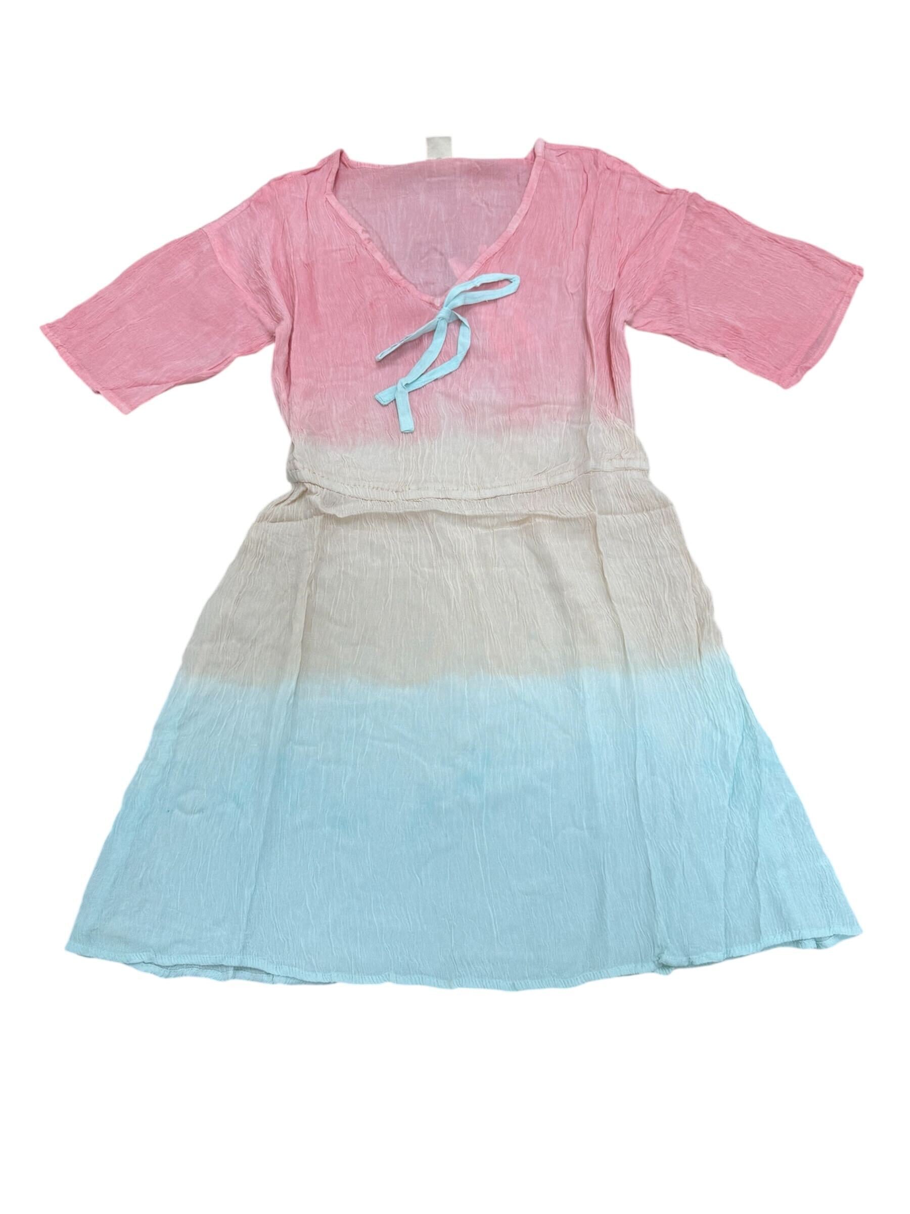 Super Soft Ladies Tie Dye Cover Up Dress - Sunset Coral / S