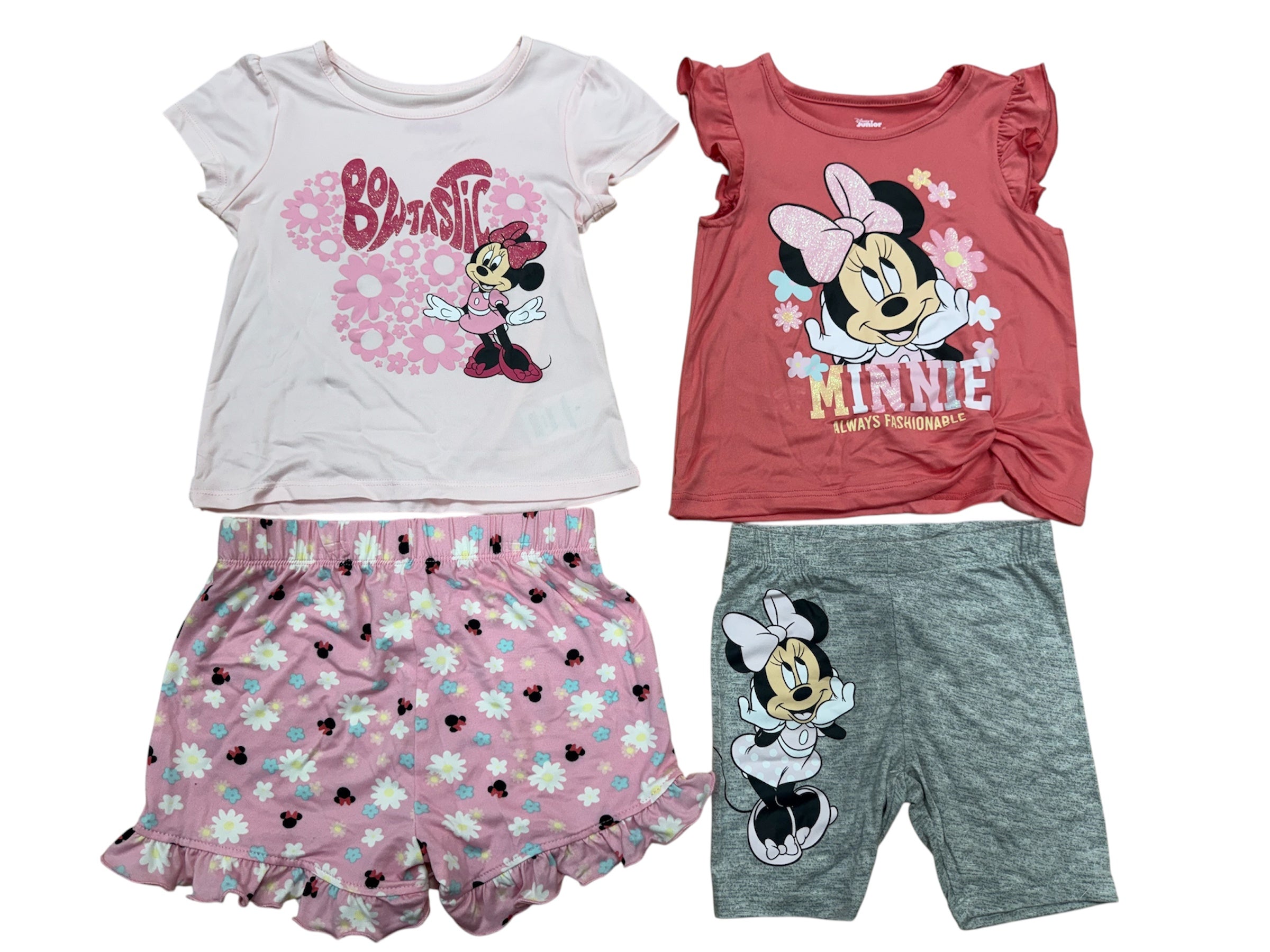 Kids Minnie Mouse Bow-tastic 4pc Set w/ 2 Shirts & 2 Shorts