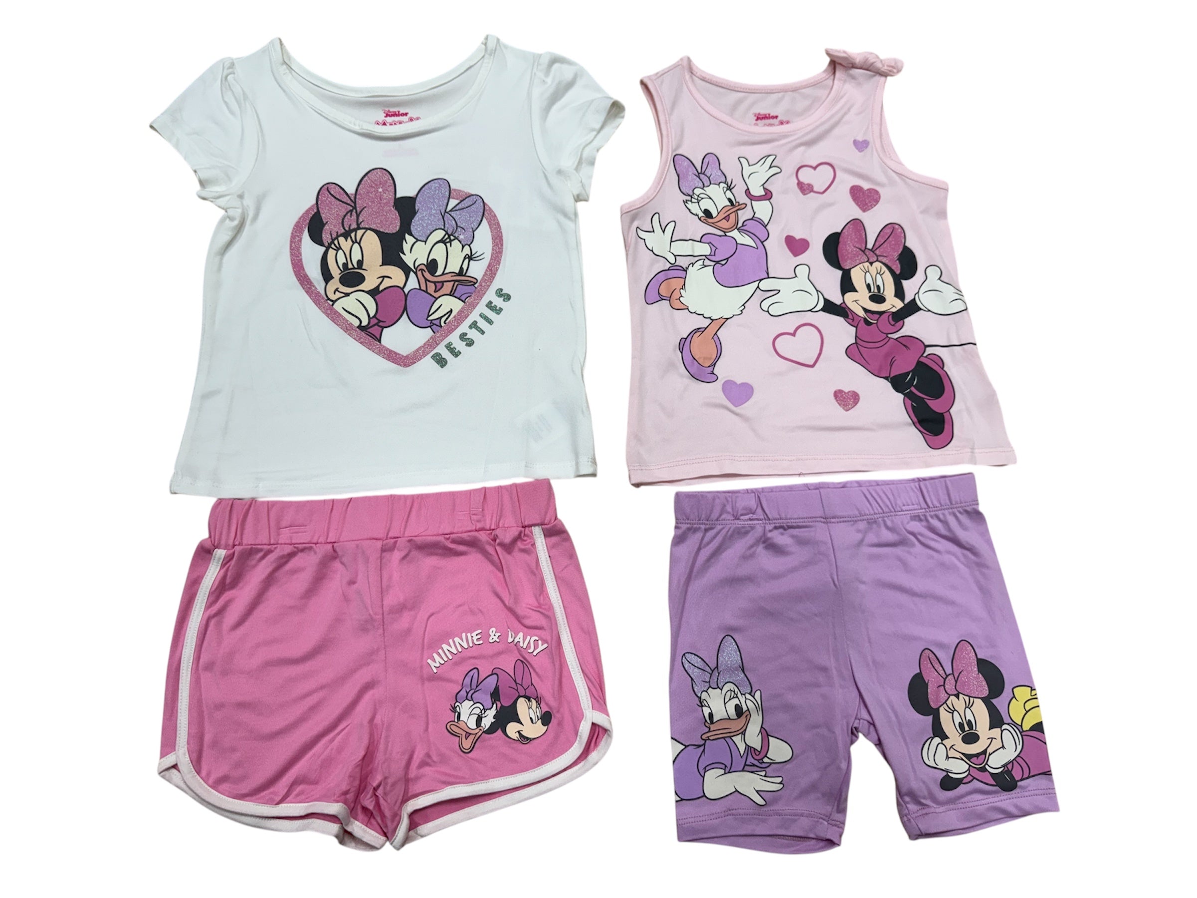 Kids Minnie & Daisy Besties 4pc Set w/ 2 Shirts & 2 Shorts