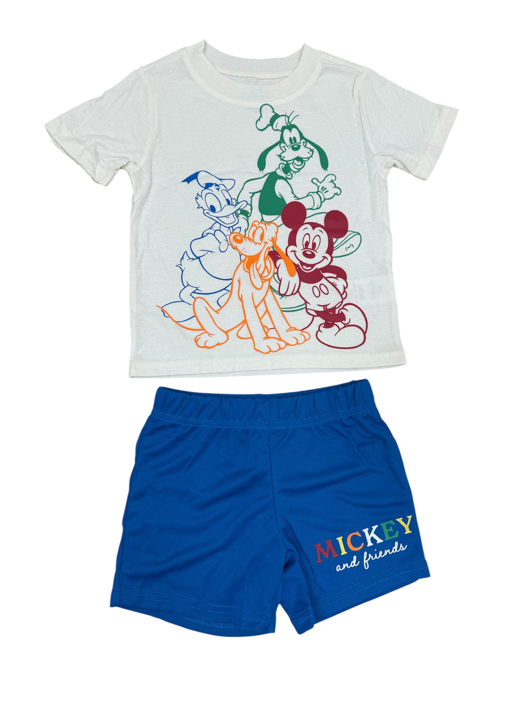 Disney Mickey & Friends Off-White Shirt & Mesh Shorts Set