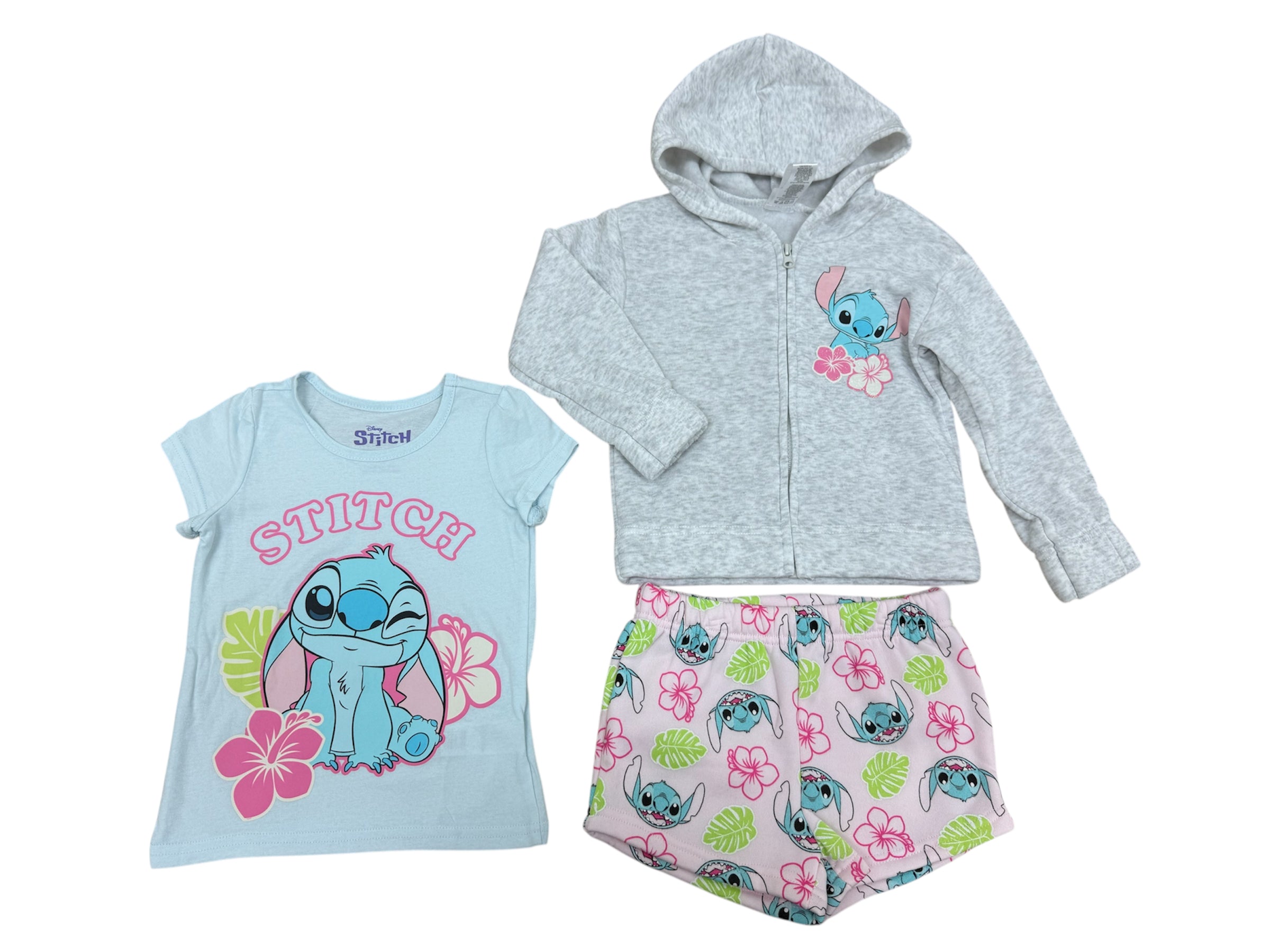 Disney Stitch 3pc Set w/ Hoodie, Shirt & Shorts Kids