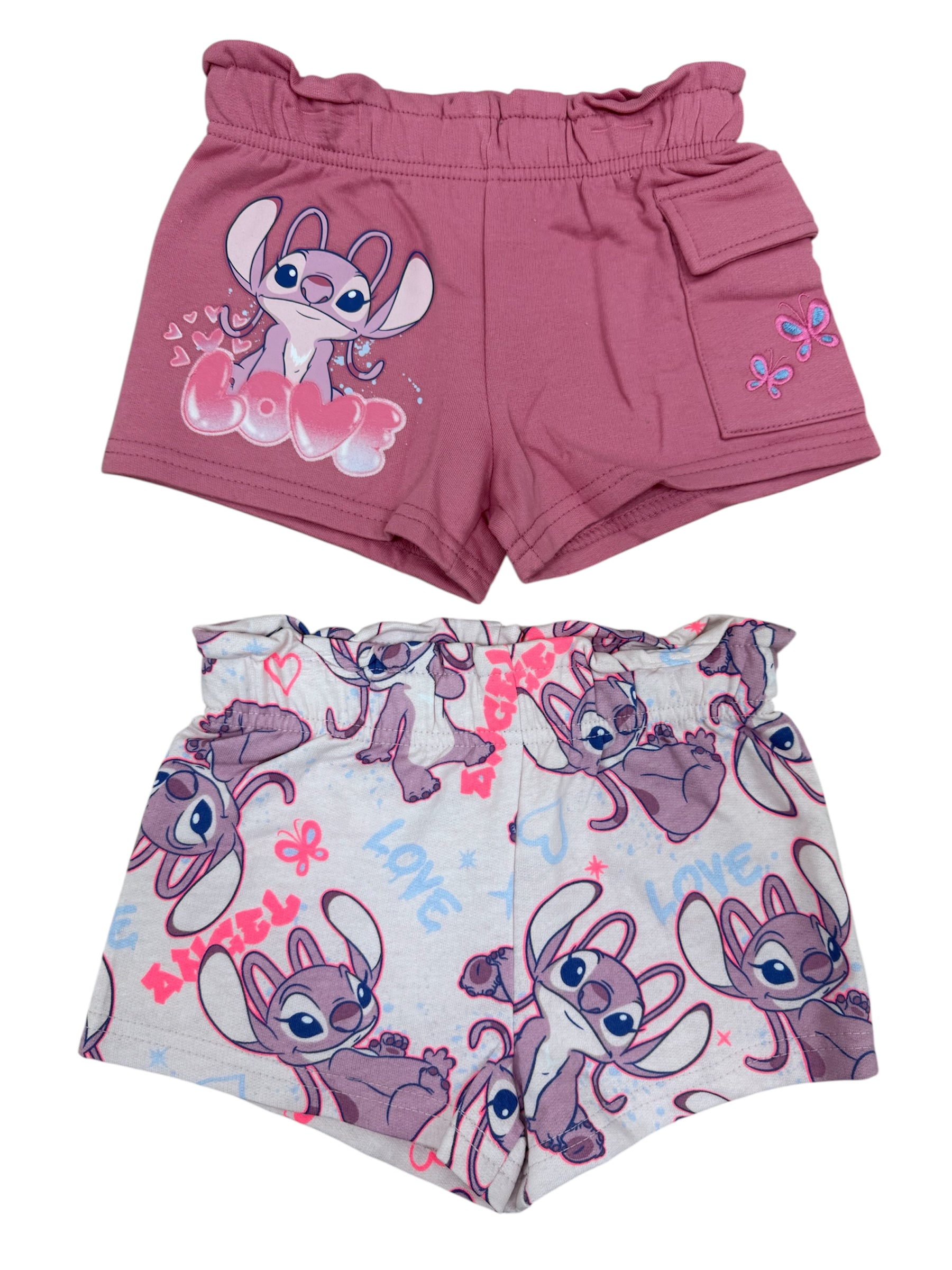 2 Pack Toddler Angel All Over & Stitch Shorts Set