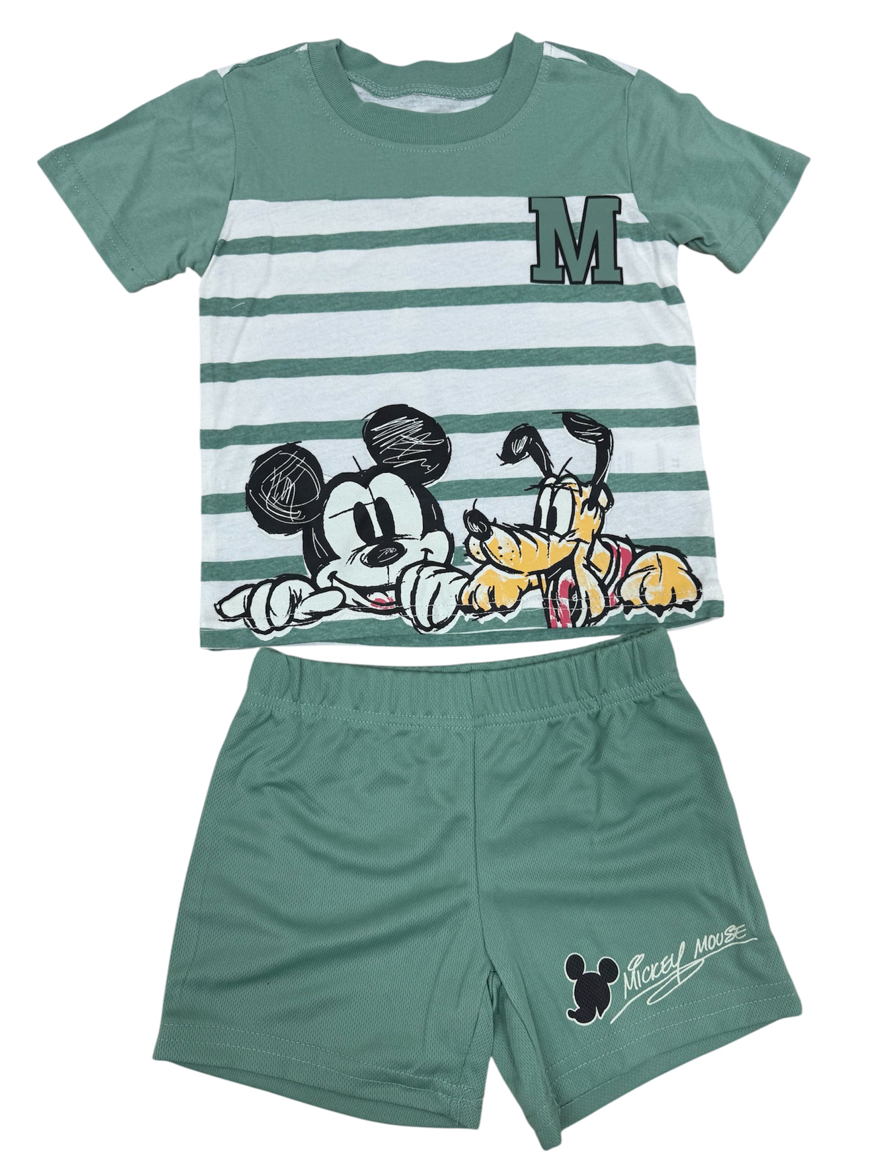 Disney Mickey & Friends Green Shirt and Shorts Set