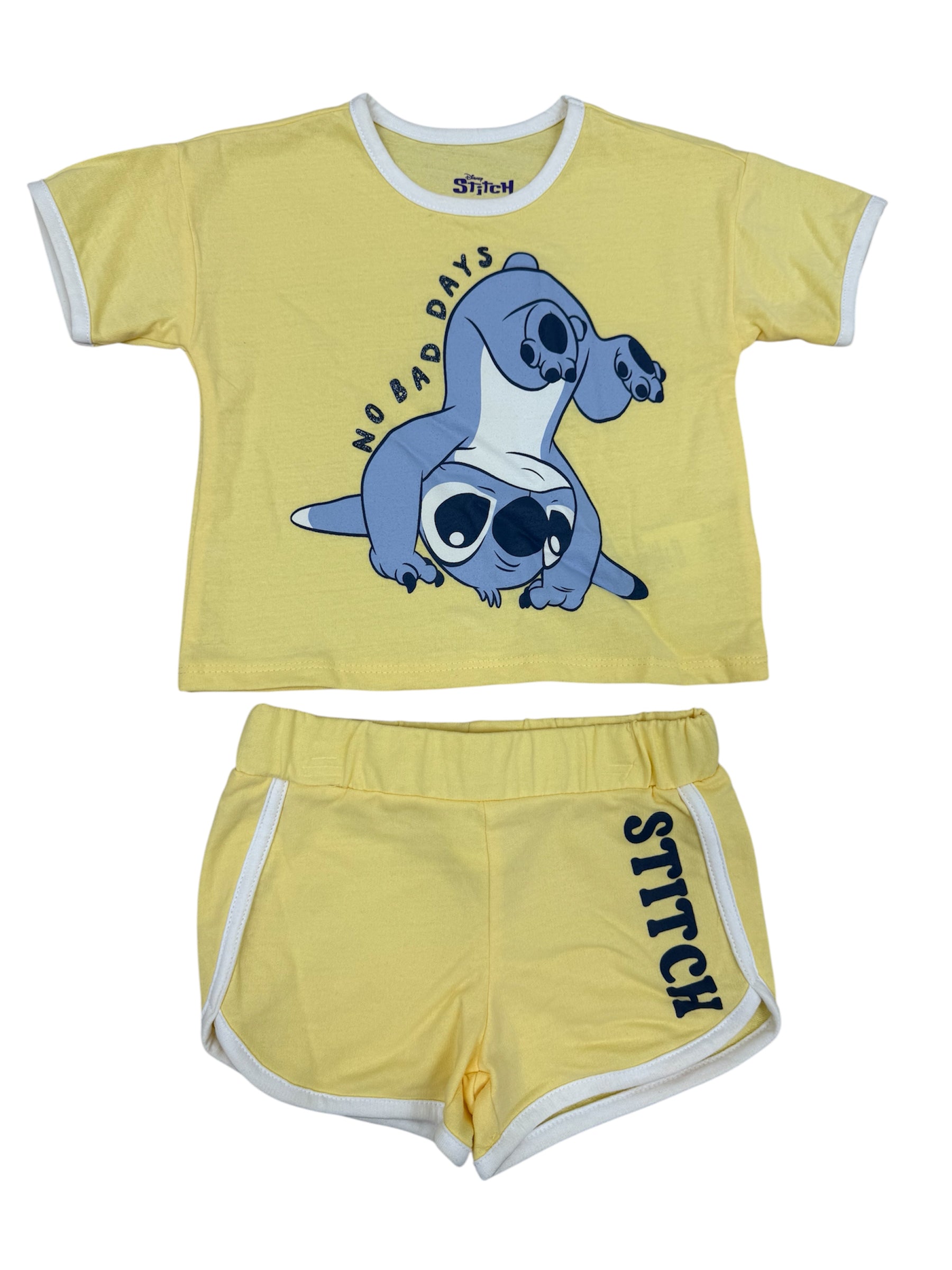 Disney Stitch No Bad Days Yellow Shirt & Shorts Set