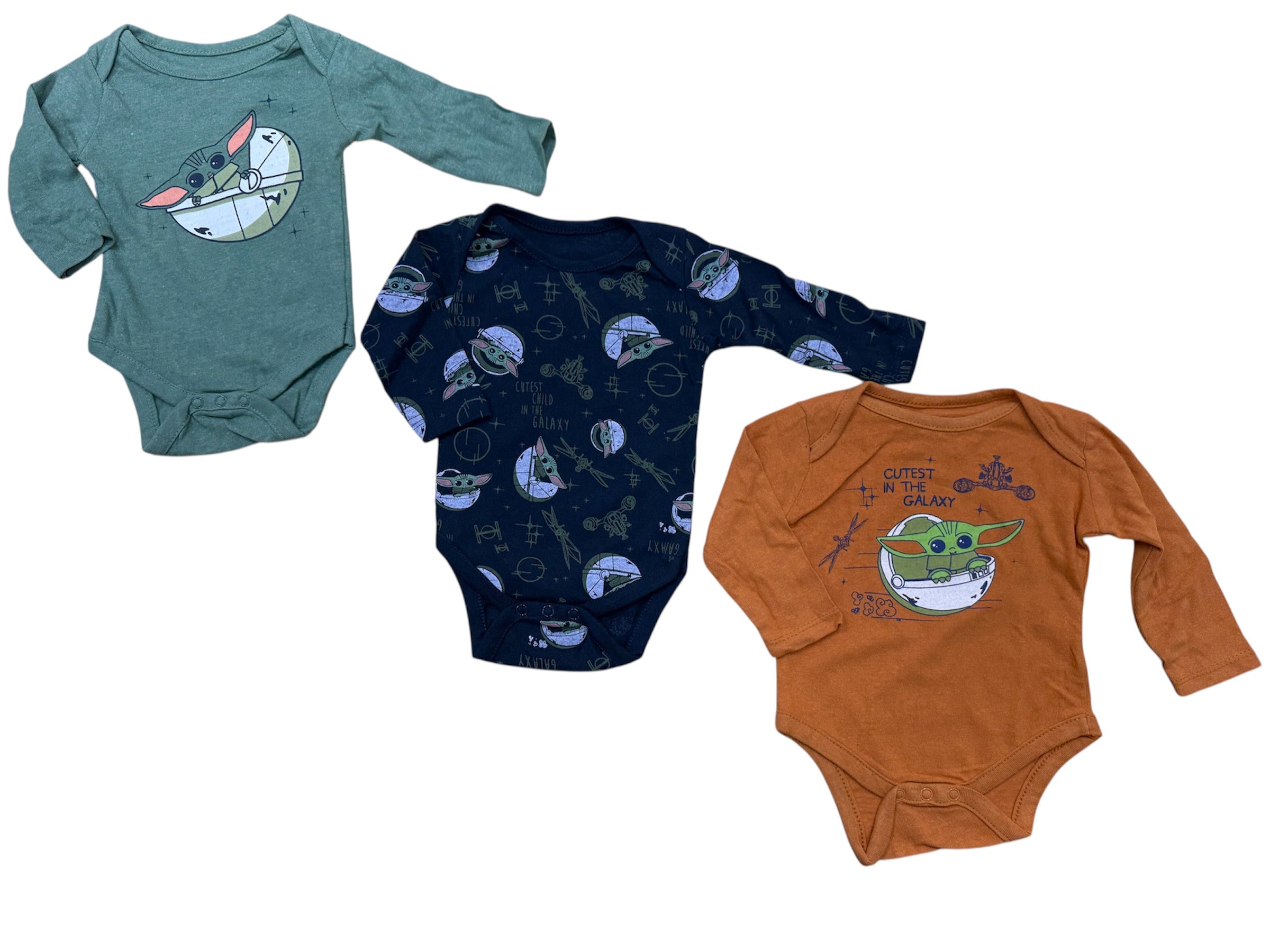 3 Pack Star Wars Grogu in Pod Newborn Onesies