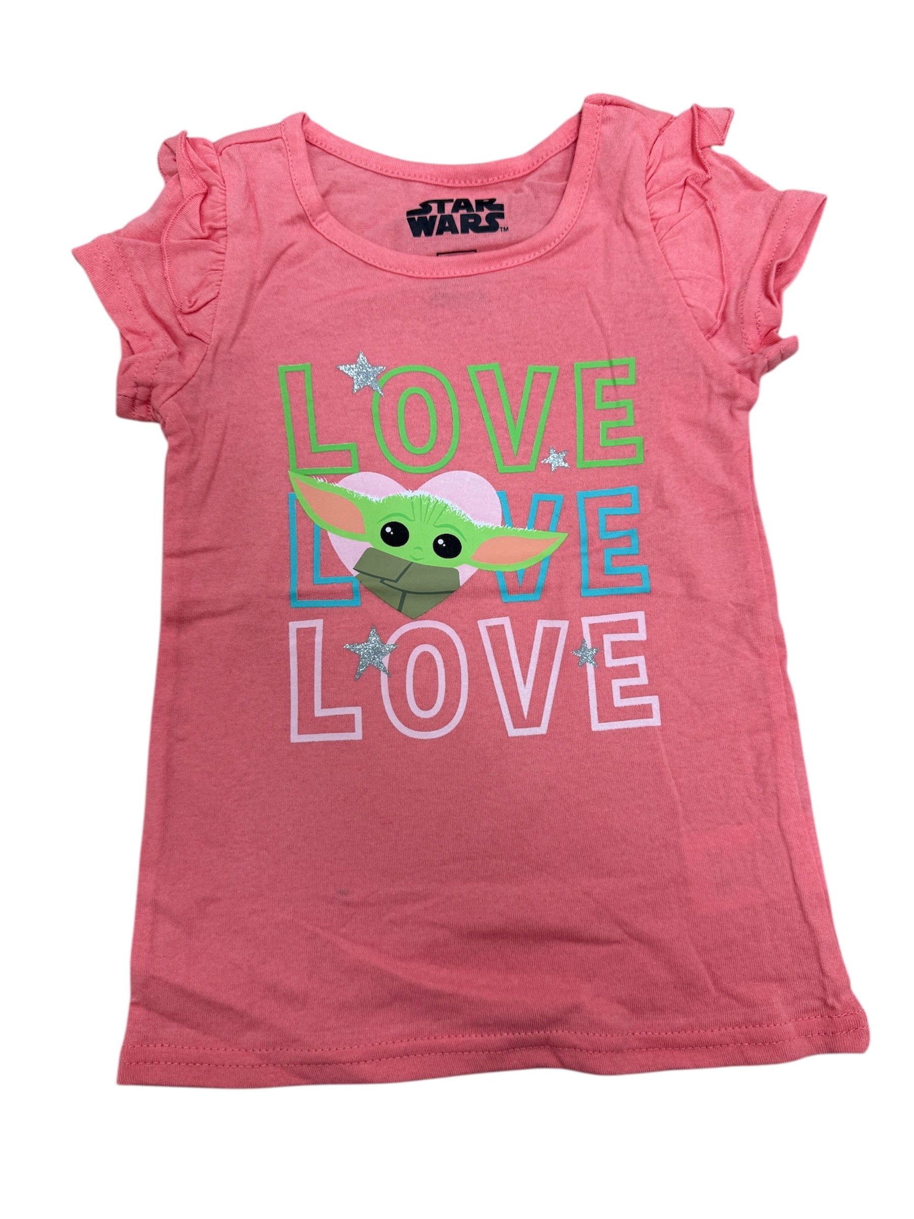 Toddler Baby Yoda Love Love Love Ruffle Sleeve Shirt