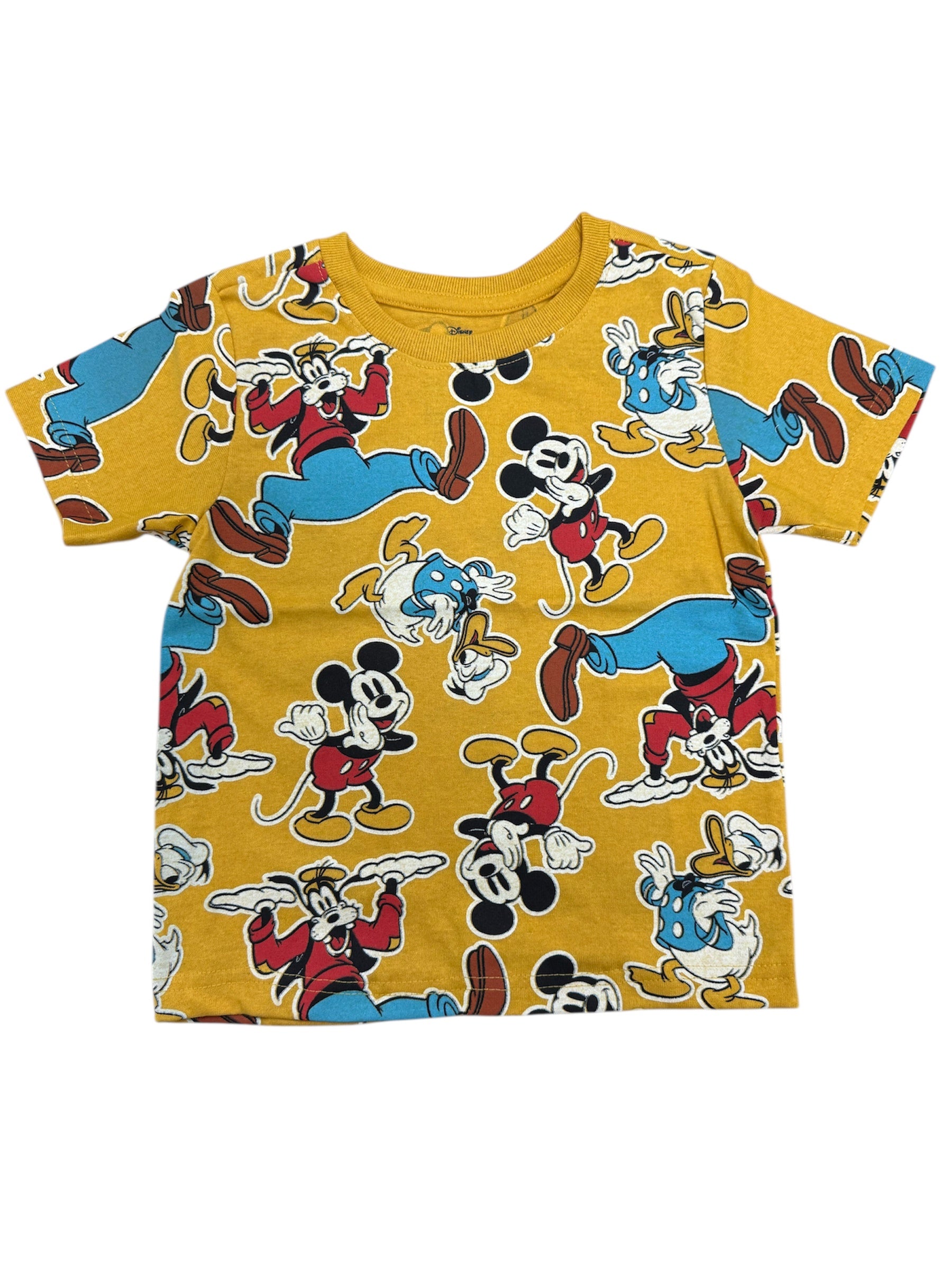 Disney Mickey, Goofy & Donald All Over T-Shirt - Yellow
