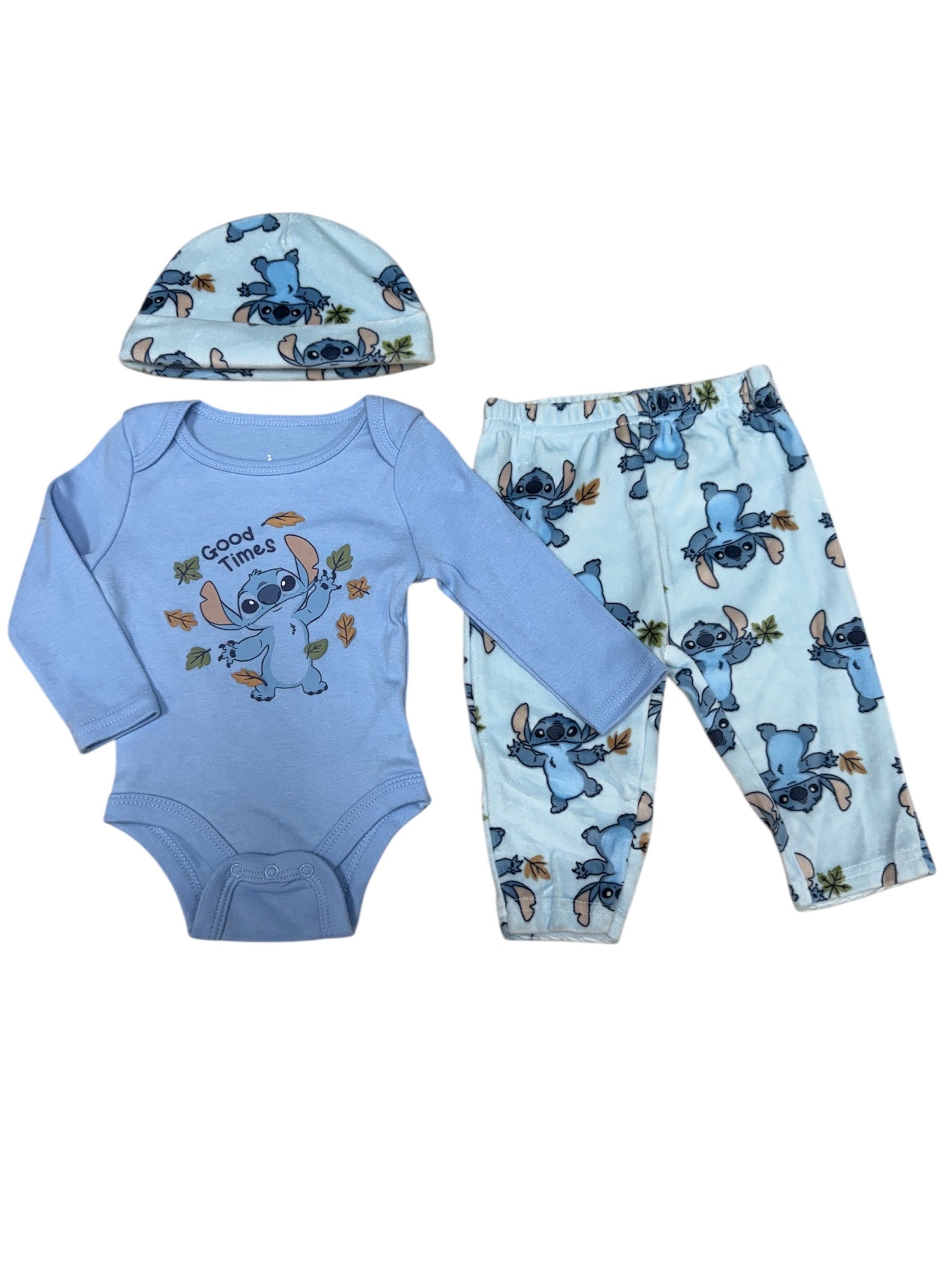 Disney Baby Stitch "Good Times" 3pc Set w/ Hat Blue