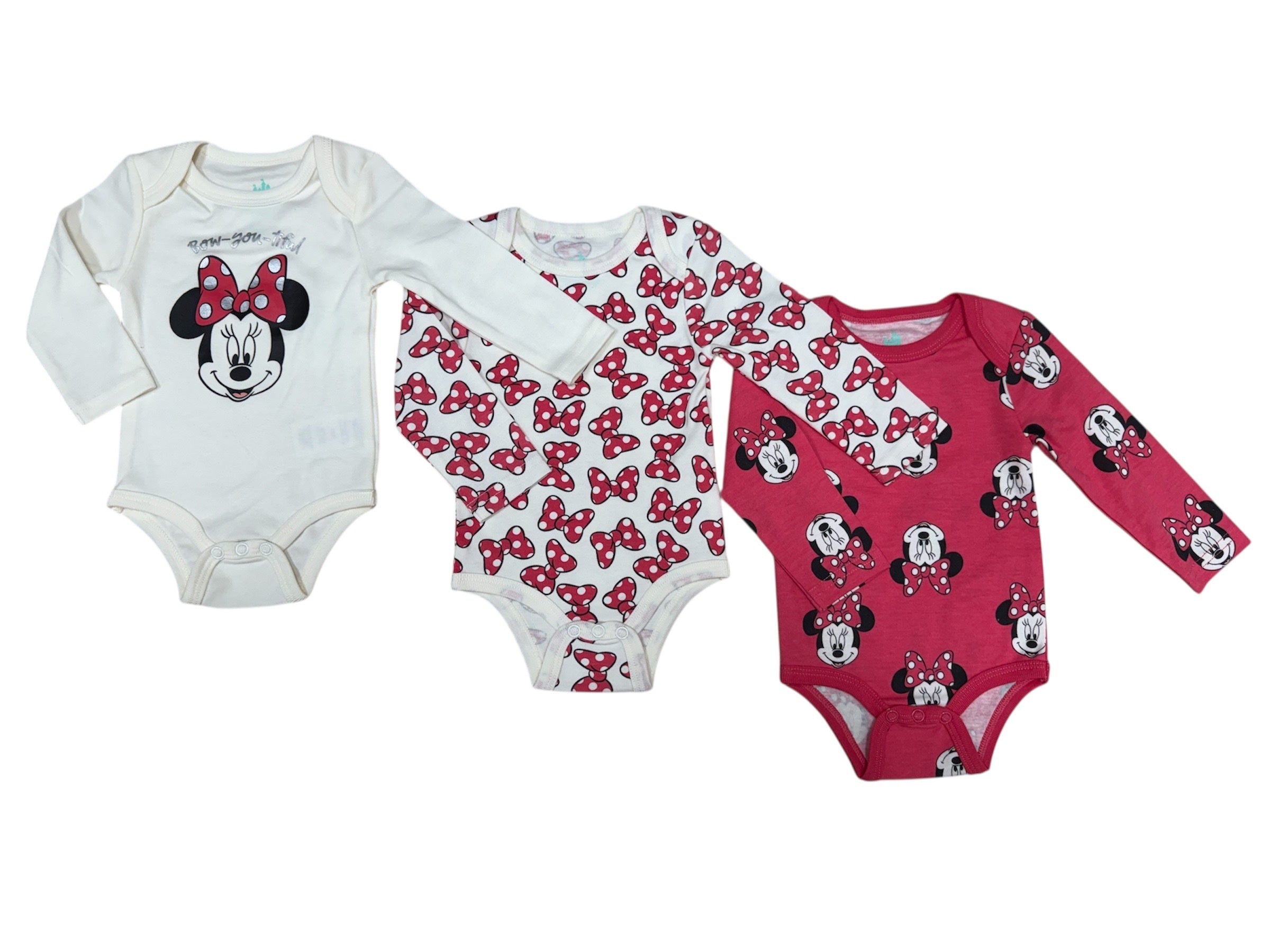 Disney Baby Minnie Bows 3PK Longsleeve Bodysuits