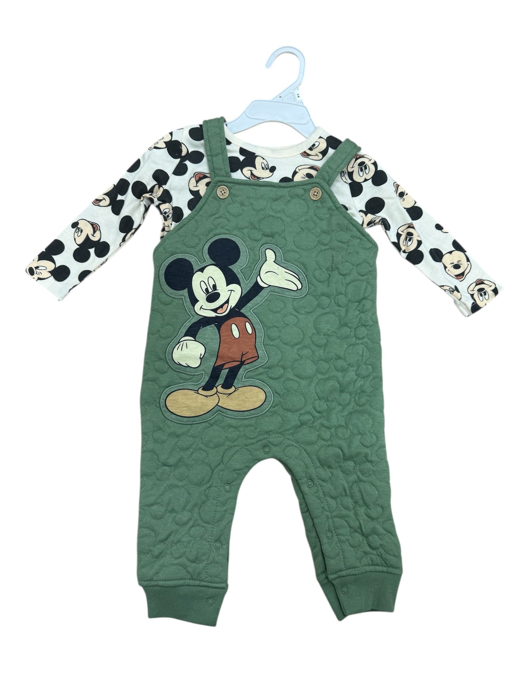 Disney Baby Mickey Mouse Green Overall Set