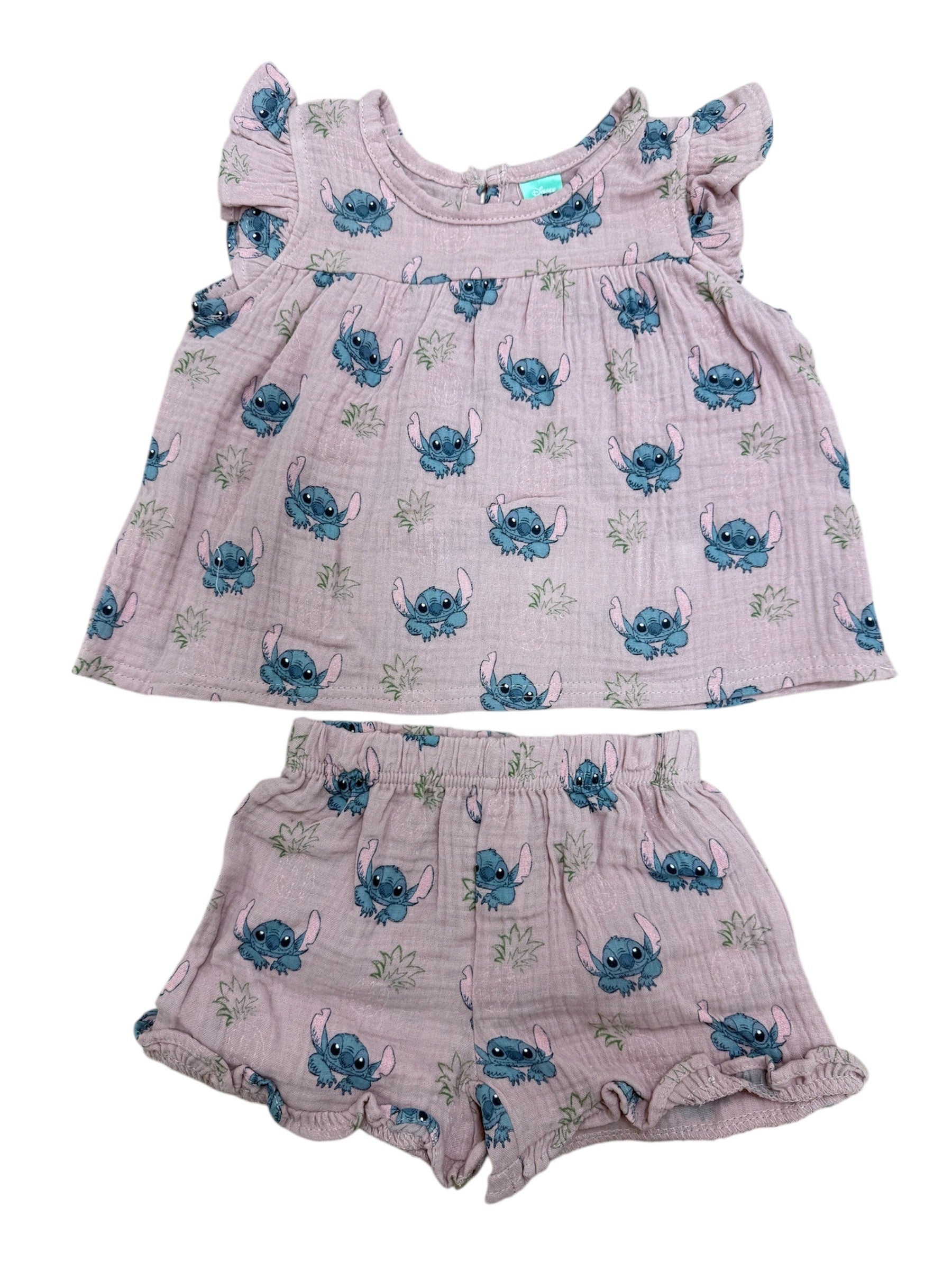 Stitch Baby Girls 2pc Tank Top Ruffle Short Set Lavender