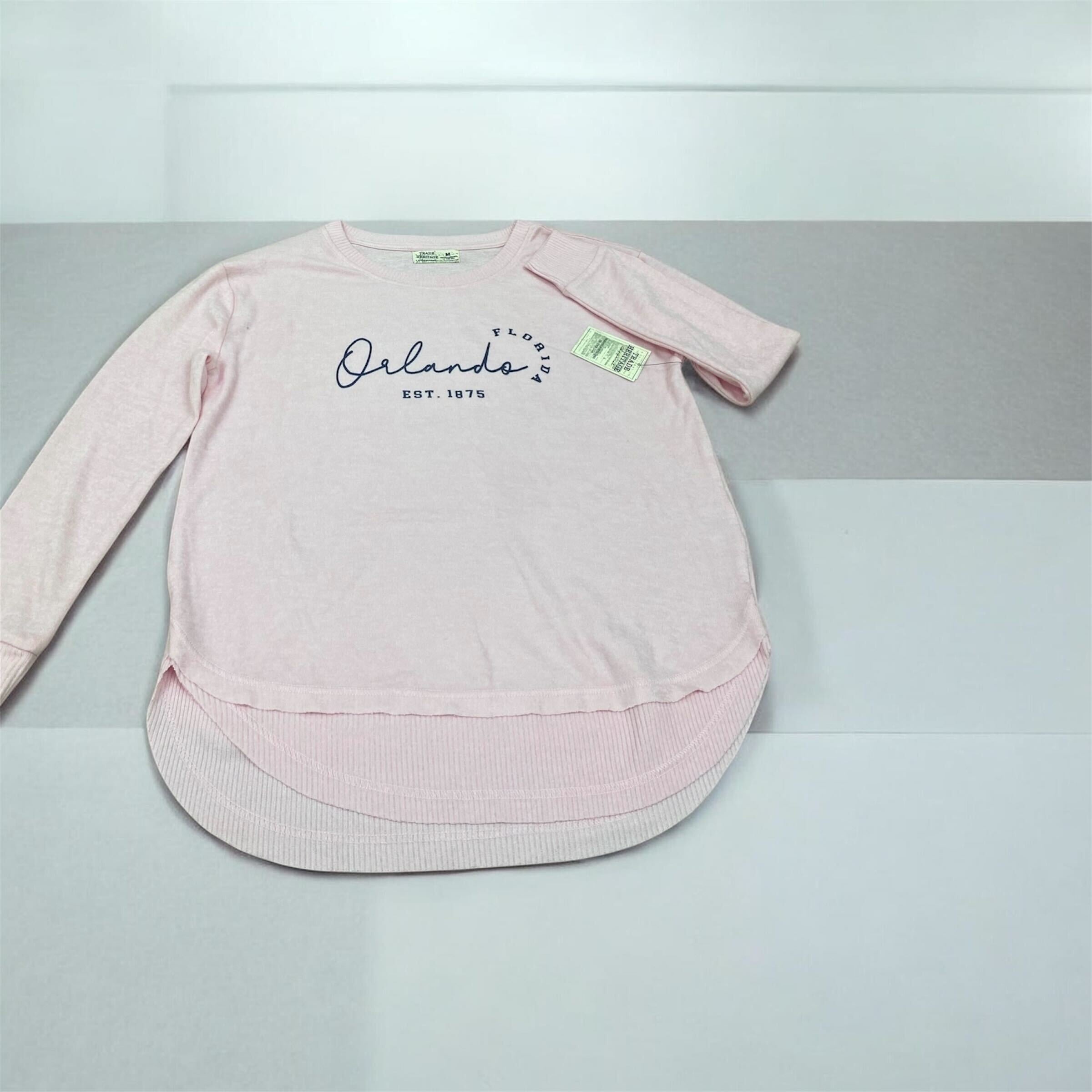 Pink Firenze Pullover W/Round Hem Sweatshirt