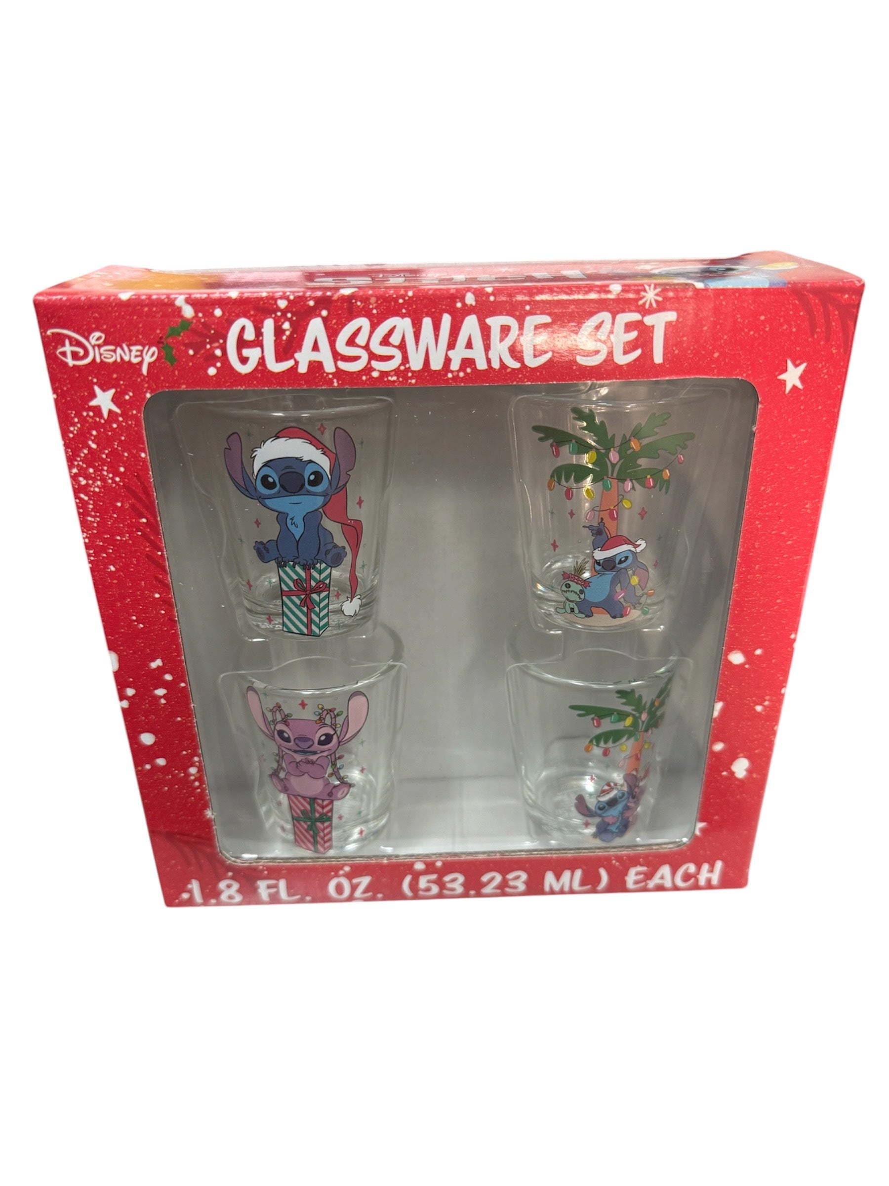 Lilo & Stitch Xmas Stitch & Friends Palm 4pc Glass Set