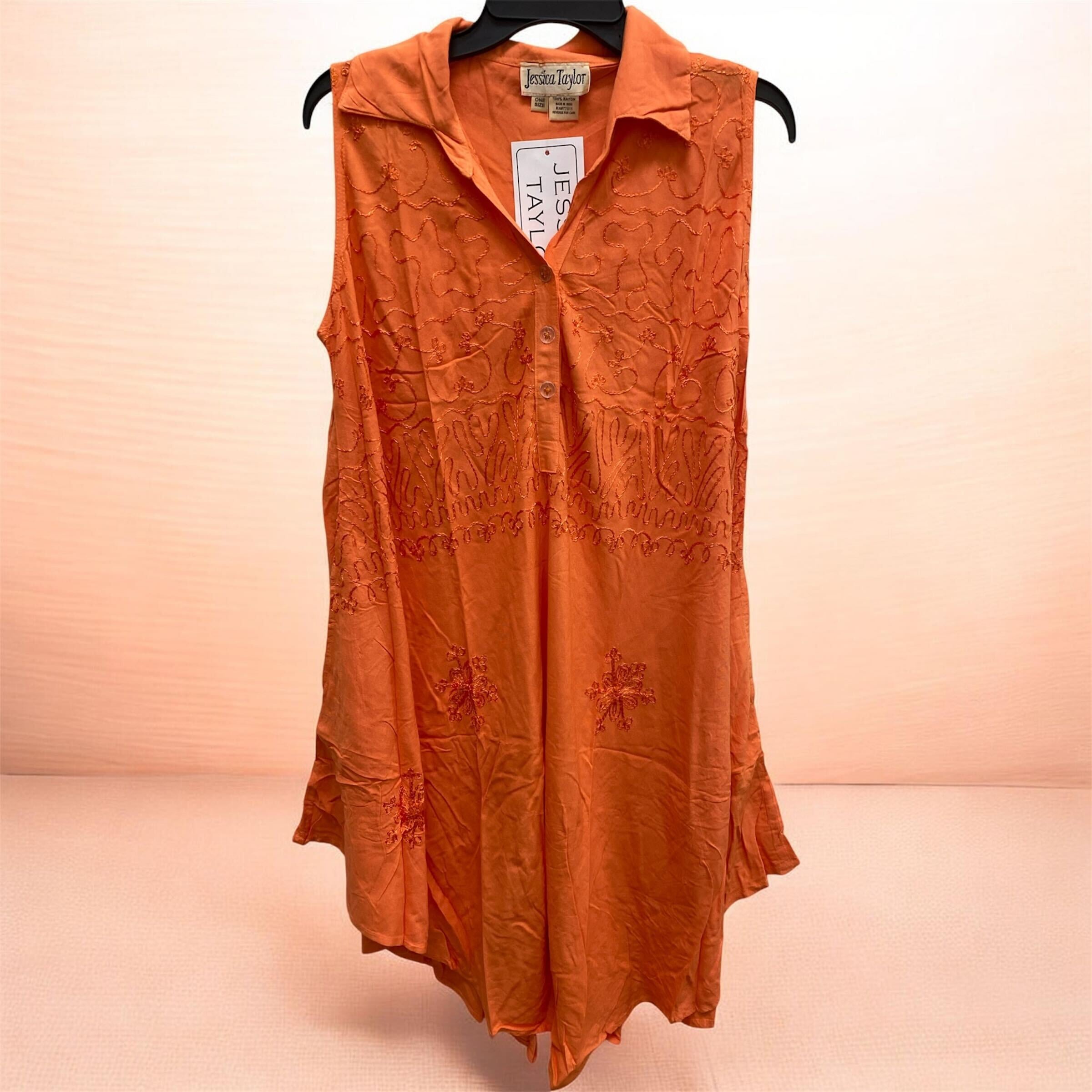 Rayon Orange Umbrella Dress