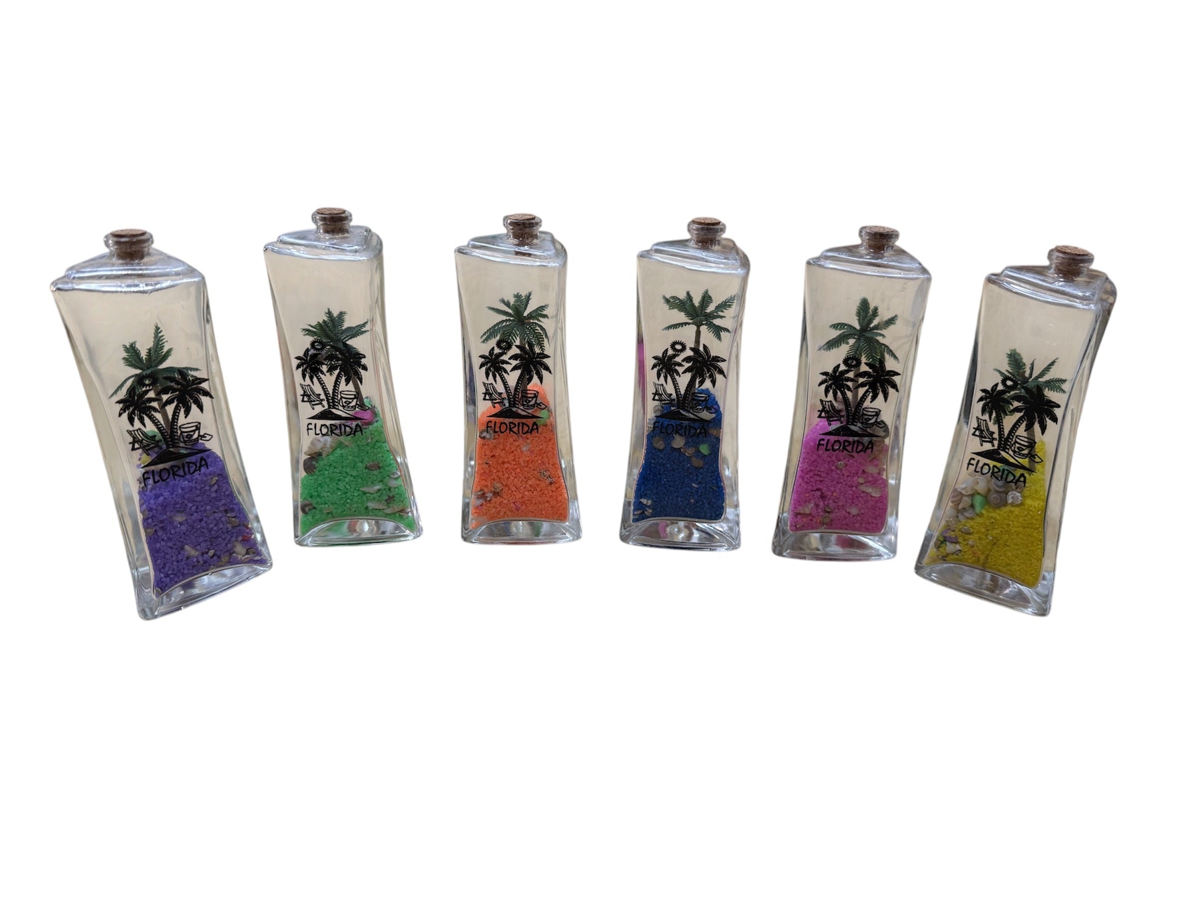 Glass Bottle Tall Swirl Palm Inside