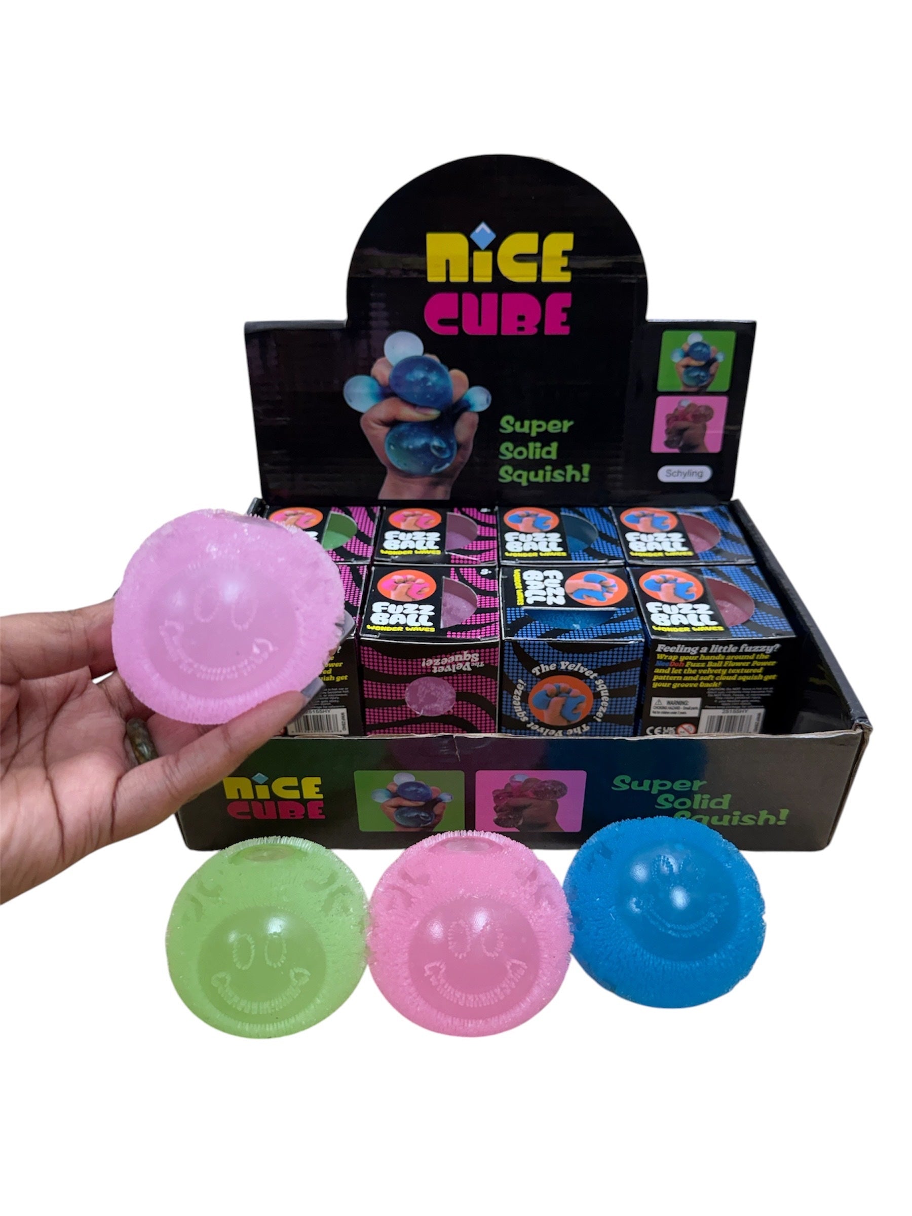 Glow-in-the-Dark Happy Jelly Fuzzy Ball Squishy