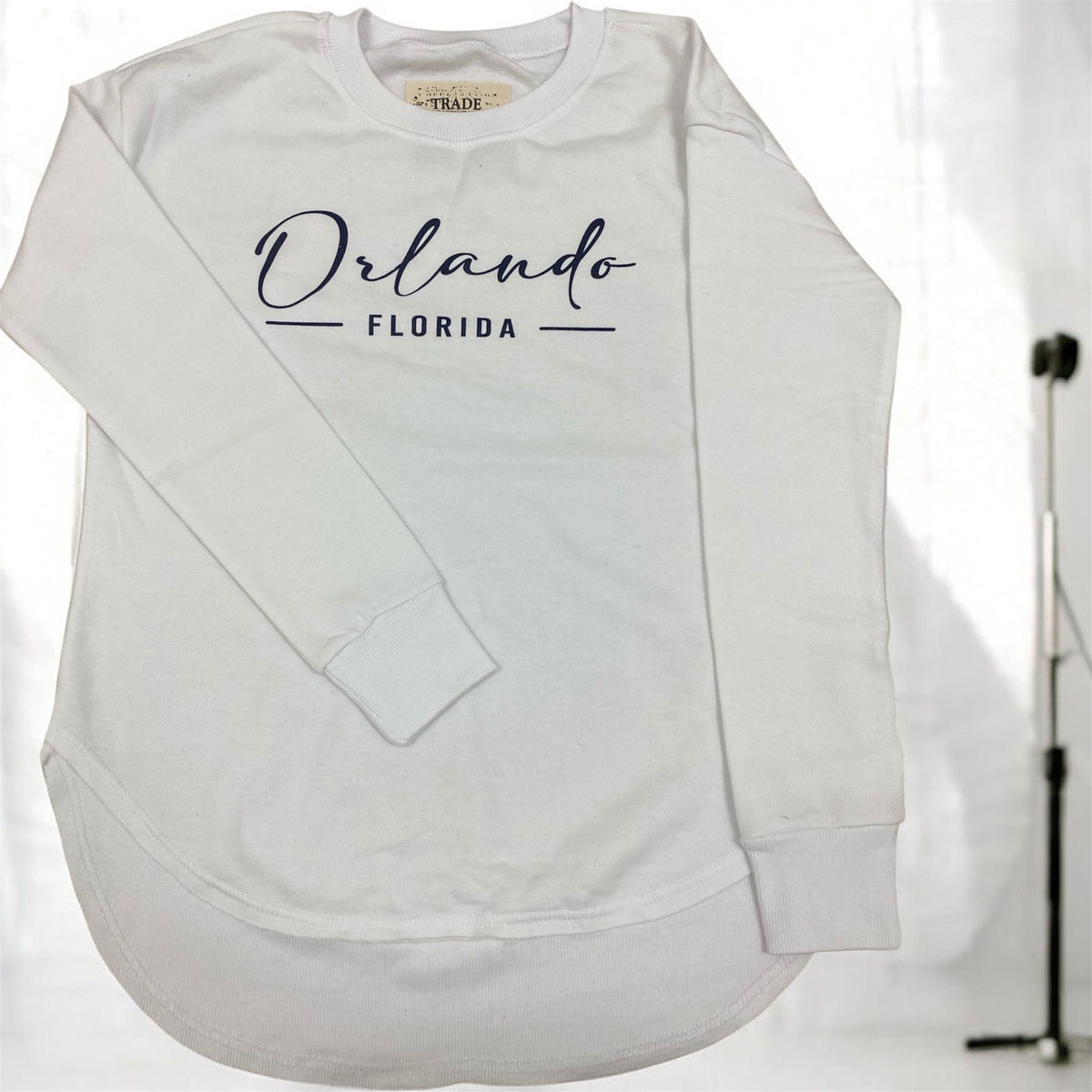 Orlando White Fleece Pullover with Rib Knit Details