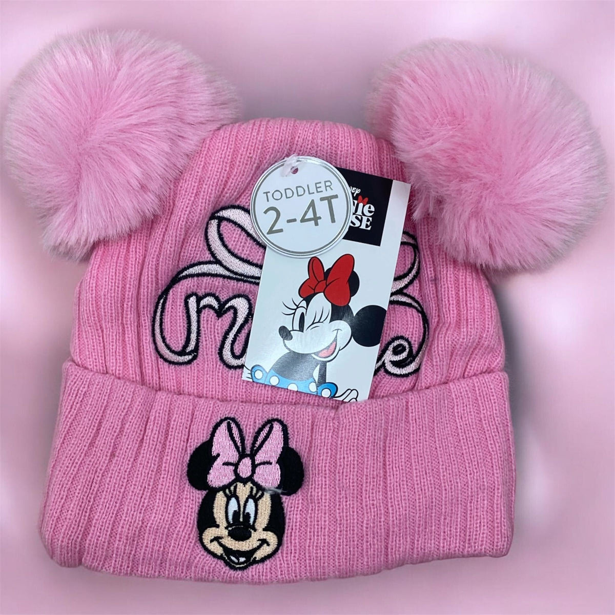 Disney Minnie Mouse Toddlers Girls Winter Hat and Mittens Set