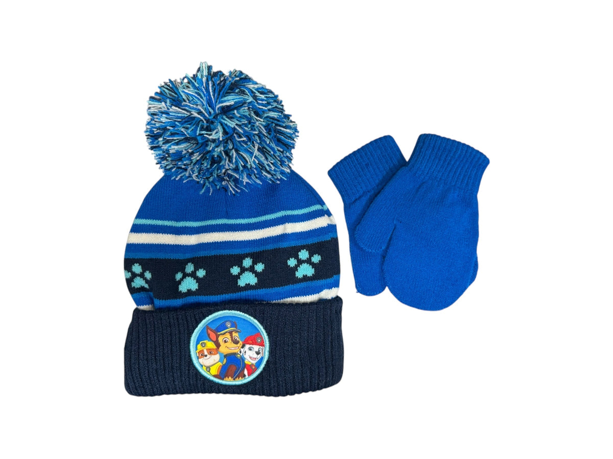 Toddler Paw Patrol Beanie & Mittens Blue Set