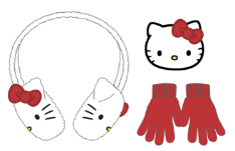 Hello Kitty 3D Red Girl Earmuff Gloves Set