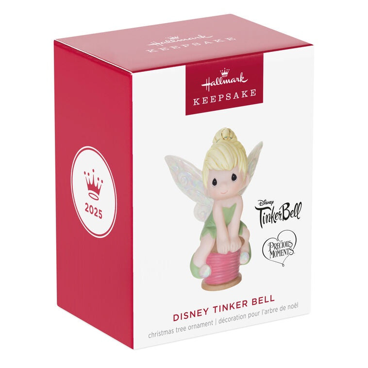 Hallmark Keepsake Christmas Ornament 2025, Disney Precious Moments Tinker Bell, Porcelain, Gifts for Disney Fans