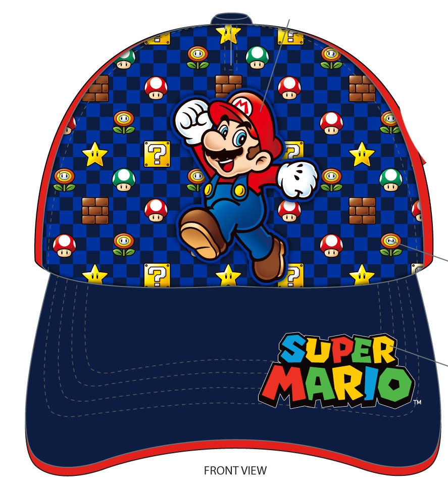 Mario Jumping  All Over Cap/Hat Youth