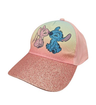 Stitch & Angel Sitting Glitter Pink Girl Hat