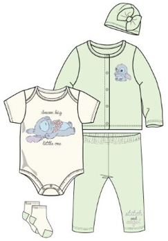 Disney Baby Girl Stitch 5pc Set Lime Green & Off-White