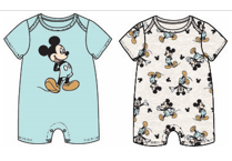Disney Mickey Newborn Boys 2PK Rompers Cream & Teal
