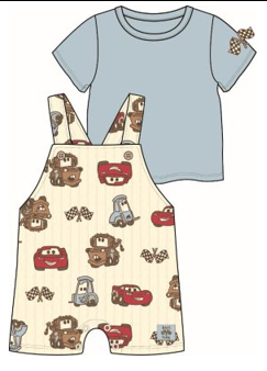Pixar Lightning McQeen & Mater Baby Shortall 2pc Set