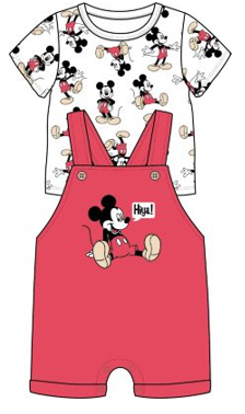 Disney Mickey Mouse "Hiya" Baby Boys Shortall 2pc Set