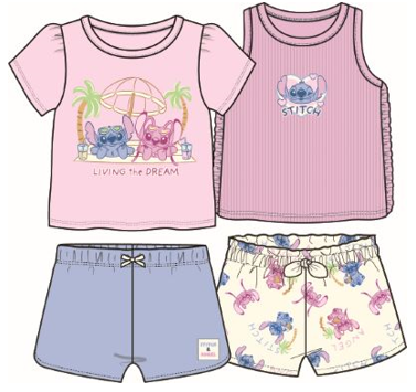 Disney Stitch & Angel "Living The Dream" Baby Girls 4pc Set
