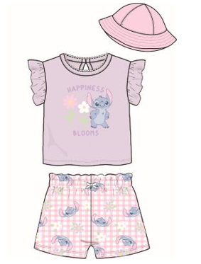 Disney Stitch "Happiness Blooms" Toddler 3pc Set w/ Hat