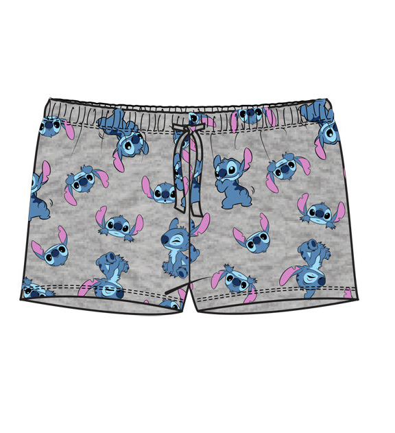 Youth Girl Soft Lilo and Stitch Faces Grey Pajama Shorts