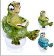 Turtles on Toilet Figure color Asst 1pc