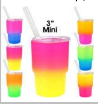 Rainbow Mini Tumbler 3oz with Plastics Straw 1pc