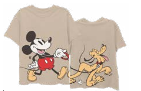 Mickey & Pluto Walking Tan Boyfriend Tee