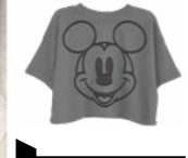 Mickey Mouse Crop Top Charcoal Embroidered Tee