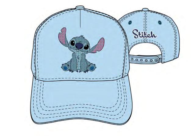 Stitch Rinestone Pose Blue Baseball Hat