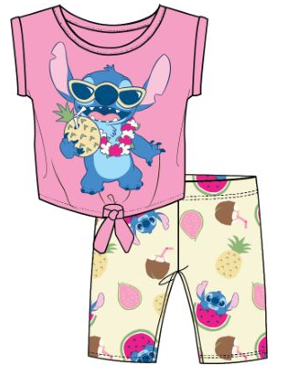 Disney Stitch Hawaii Shirt & Biker Shorts Set