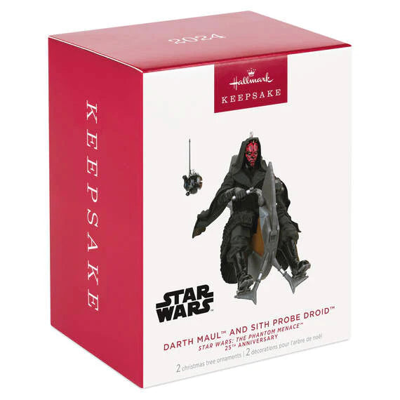 Hallmark Keepsake Christmas Ornaments (Star Wars: The Phantom Menace 25th Anniversary Darth Maul and Sith Probe Droid), Set of 2
