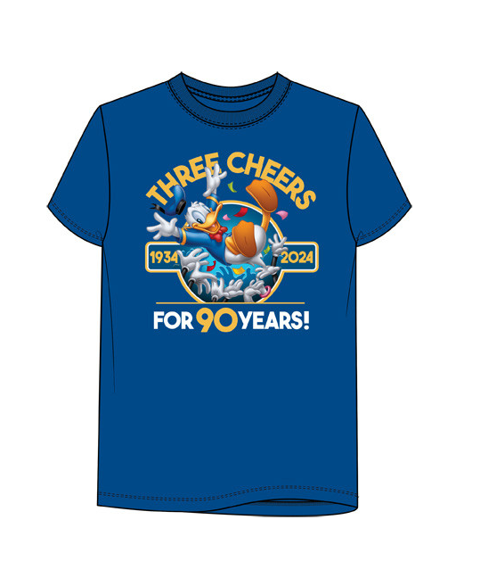 Disney Donald Three Cheers for 90 Years Adult Tee Navy