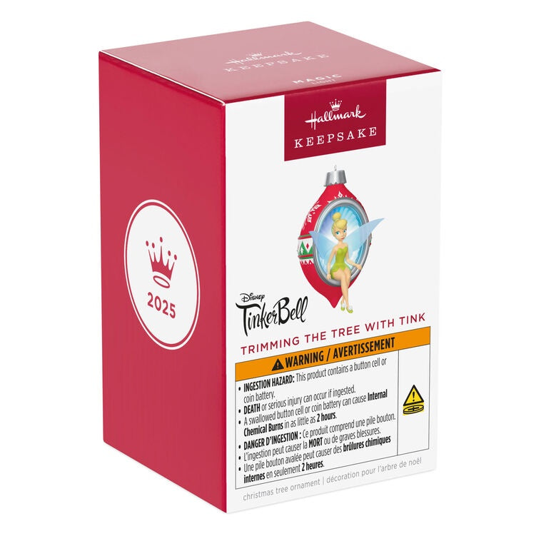 Disney Tinker Bell Trimming the Tree With Tink Ornament With Light