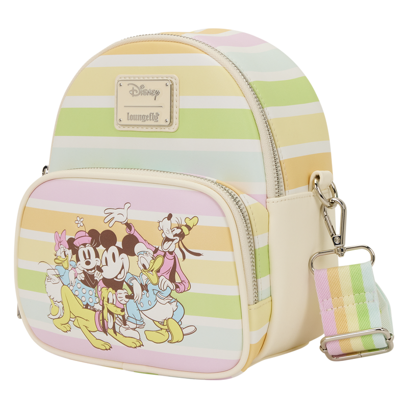 Mickey & Friends Rainbow Stripes Convertible Mini Backpack & Crossbody Bag