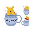 Winnie the Pooh Peeking From Hunny Jar Ceramic 3D Sculpted Mug w Topper