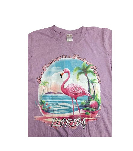 Florida Be a Flamingo Adult T-Shirt - Lavander