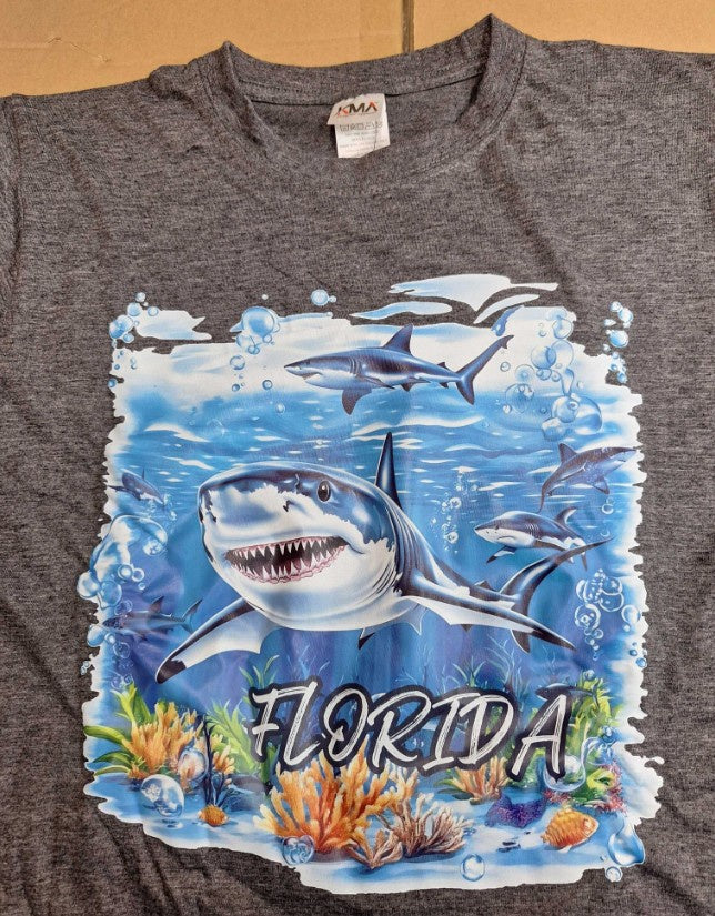 Florida Shark Adult T-Shirt - Charcol