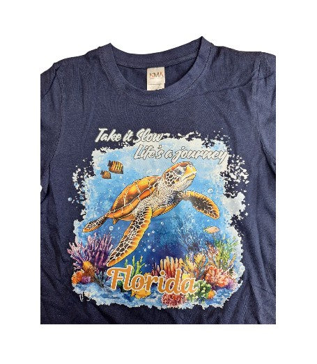 Florida Turtle Take it Slow Adult T-Shirt - Navy
