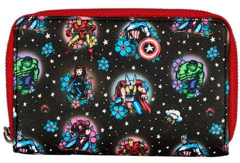 Avengers Floral Tattoo Zip Around Wallet