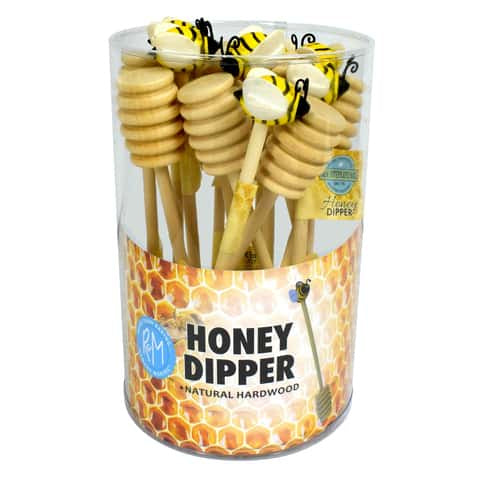R&M International Corp Wood Honey Dipper with Bee